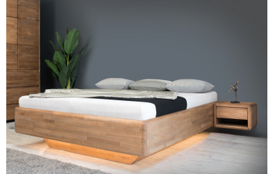 Manželská posteľ ARIA bez čela, úložný priestor, 180 cm, buk cink