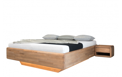Manželská posteľ ARIA bez čela, úložný priestor, 180 cm, buk cink